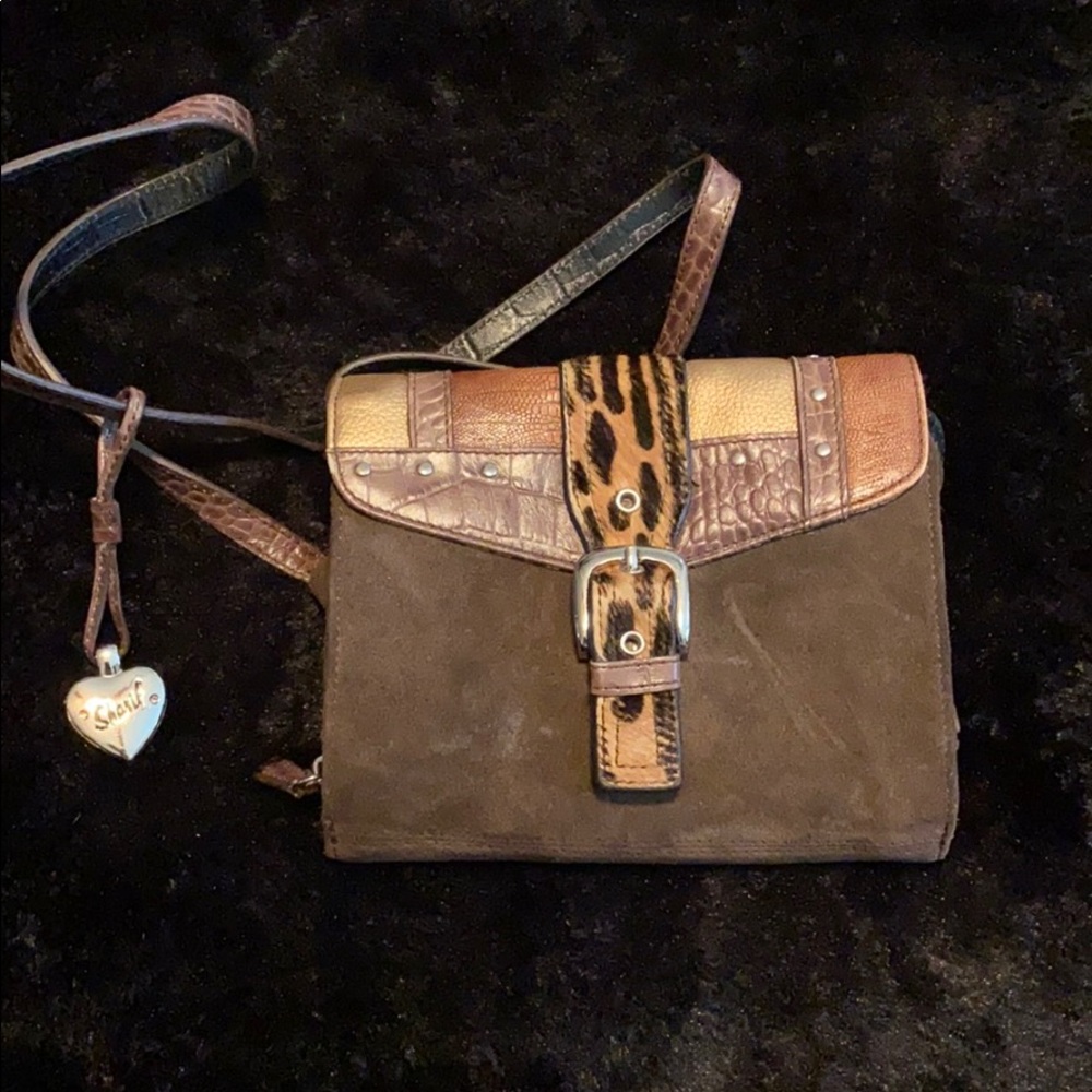 Sharif Brown and Tan Crossbody Bag